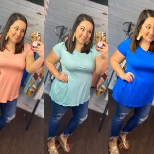 Teal Top with Waist Ruffle